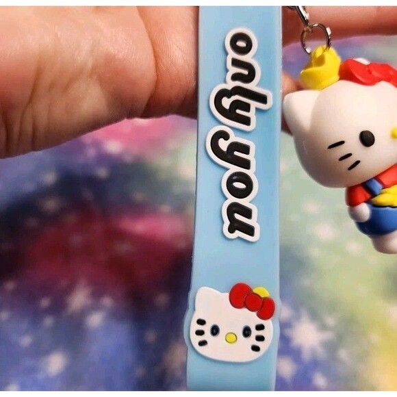 Hello Kitty Crown Wristlet Keychain Light Blue Rubber Sanrio "Only You" Love - Picture 4 of 4